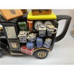 Ringtons novelty teapots, comprising the Ringtons Delivery Van teapot, and the Tea Merchant teapot, both with boxes and certificates of ownership.