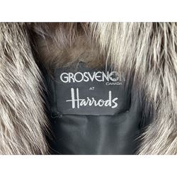 Grosvenor Canada for Harrods vintage full length silver fox fur coat, with black silk lining, no size indicated, approximately vintage size 12 