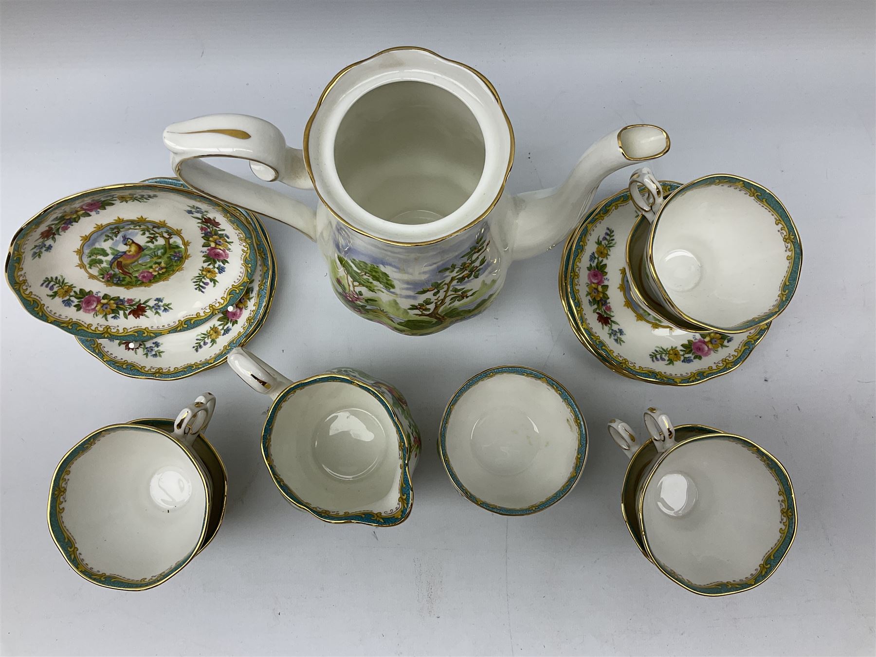 Royal Albert 'Chelsea Bird' pattern coffee set for six 