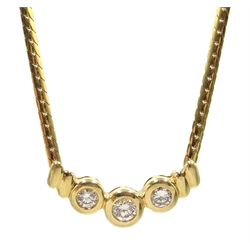  Gold diamond set necklace, stamped 14K, diamonds 0.6 carat  