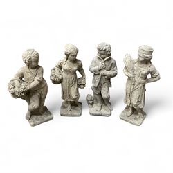Set of four Cast stone Traditional Seasons, Including Spring, Summer, Autumn & Winter