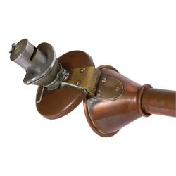 19th century copper ship's bridge voice tube, with applied plaque reading 'Captains Cabin', H123cm