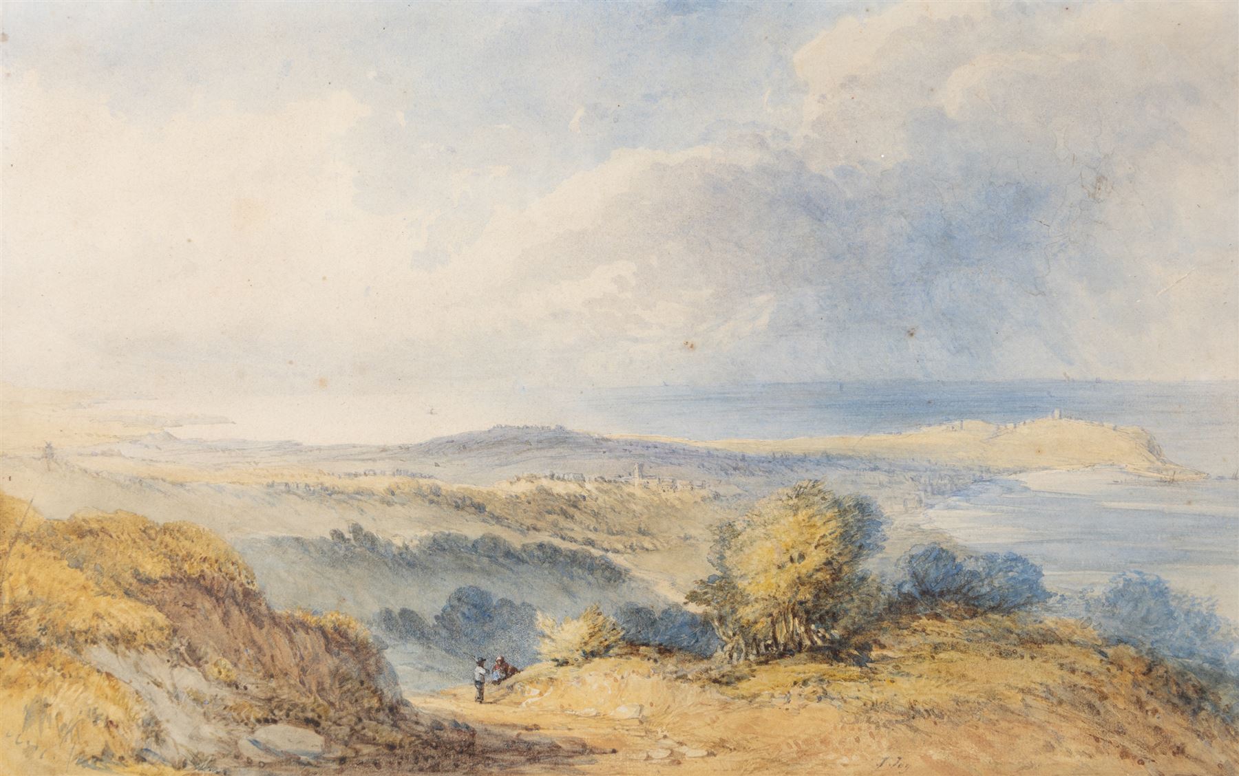 John Cantiloe Joy (British 1806-1866): View Over the Coast, watercolour signed 25cm x 40cm 