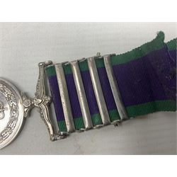 ERII General Service Medal with four clasps for Borneo, Malay Peninsula, South Arabia and Northern Ireland awarded to 22970485 L/Cpl. N.T. Bowes RAMC, with ribbon