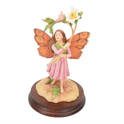 Nine Border Fine Arts Fairies figures, to include Jasmine fairy B0415, The White Bindweed Fairy CF26, Holly Fairy B0417,Wild Cherry Fairy CF25, Strawberry Fairy B0115, The Wind-Flower Fairy B0847, and Narcissus Flower Fairy CF24