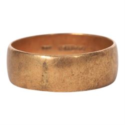 9ct gold wide wedding band, hallmarked