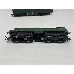 Hornby Dublo - three-rail - Deltic Type Diesel Co-Co locomotive with instructions and guarantee; and Class 20 1000 B.H.P. Bo-Bo Diesel Electric locomotive No.D8000; both in BR green; and each in original blue striped box (2)

