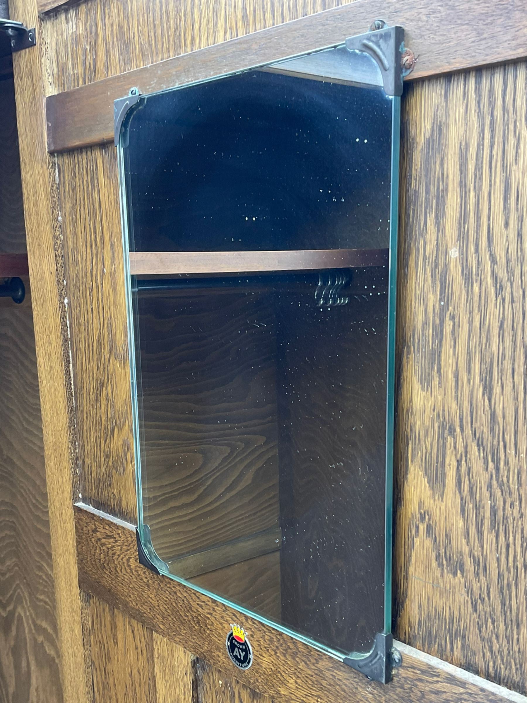 Early to mid 20th century oak hall wardrobe, single door with linenfold panel