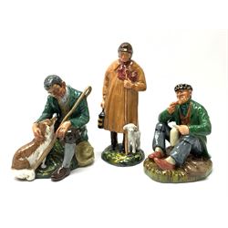 Three Royal Doulton figures, comprising The Master HN2325, The Wayfarer HN2362, and The Shepherd HN1975.