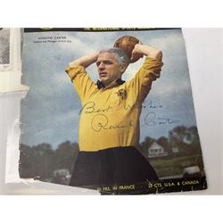 Raich Carter interest - scrap book of a series of articles on his life story for 'Answers' Aug - Oct 1949; scrap book of a proof set of cartoon strips for the Daily Express entitled 'The Raich Carter Story' with accompanying letter dated Dec 1963; photograph of Carter as the only English Schoolboy International to play for two years; photograph of Carter shaking hands with George VI before an England International; two photographs of the '100 years of the FA Cup' match at Wembley; and other paper ephemera. Provenance: By direct descent from the family of Raich Carter having been consigned by his daughter Jane Carter.