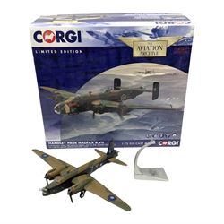 Corgi Aviation Archive - limited edition AA37208 1:72 scale model of a Handley Page Halifax B.VII bomber No.0630/1400, boxed with certificate card; together with Corgi Aviation Archive - limited edition AA34802 1:72 scale model of a Vickers Wellington Mk.X bomber No.2082/3000, unboxed (2)