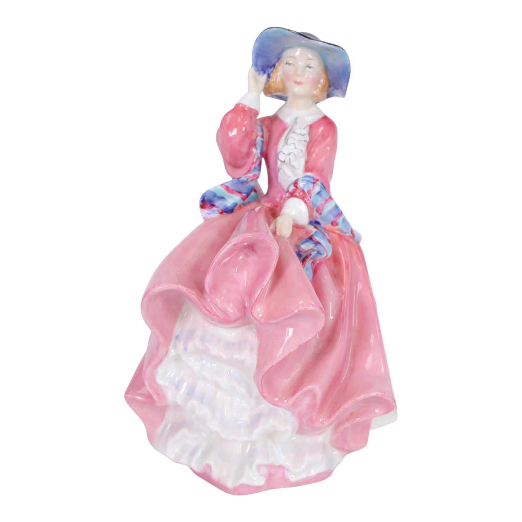 Six Royal Doulton figures, comprising Victorian Lady HN728, Top of the Hill in two colourways, HN1833 HN1849 and Autumn Breeze in three colourways HN1913, HN2131 and HN3736