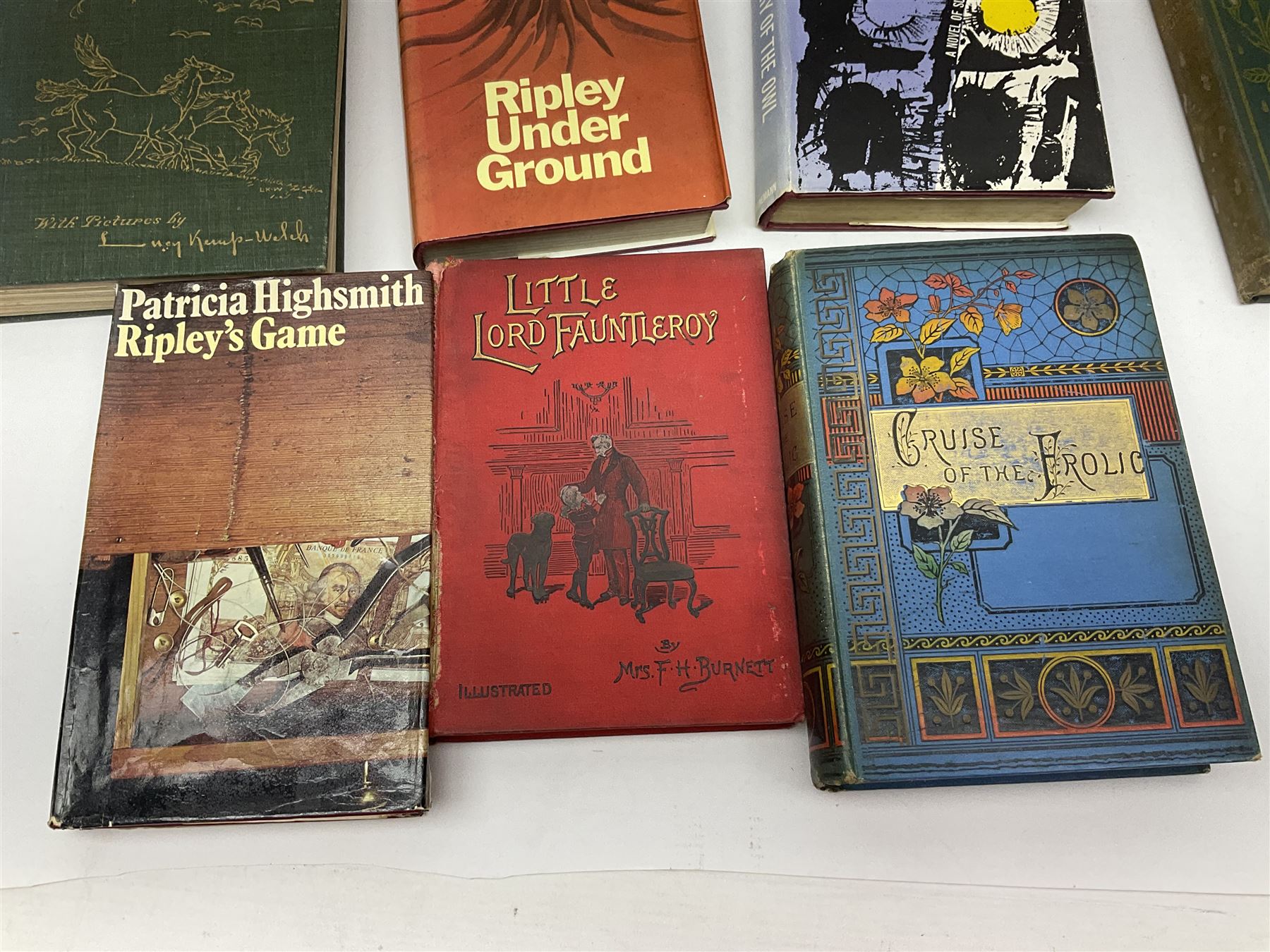 Two editions of Black Beauty by Anna Sewell - one 1899 with limp covers, the other 1915 illustrated by Lucy Kemp-Welch; seven works by Yorkshire author H.L. Gee; three novels by Patricia Highsmith; and five other books