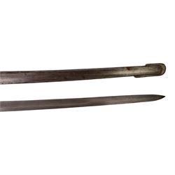 Sword, the 86cm single edged blade marked Toledo with metal scabbard, together with  Yataghan bayonet