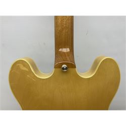 Epiphone Casino NA semi-acoustic guitar with natural maple finish and P90 pick-ups, serial no.19061529340, L105cm overall; in original hard carrying case