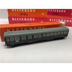 Kleinbahn HO gauge - thirteen passenger coaches - five 398 2.Klasse Eurofima Reisezugwagen; four OBB 387/1 D-Zugwagen; two 385 Schlafwagen; and two 370 Personenwagen 2 achsig; all boxed (13)