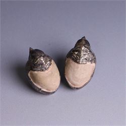Two Edwardian novelty silver chick pin cushions, hallmarked Sampson Mordan & Co Ltd, Chester 1907