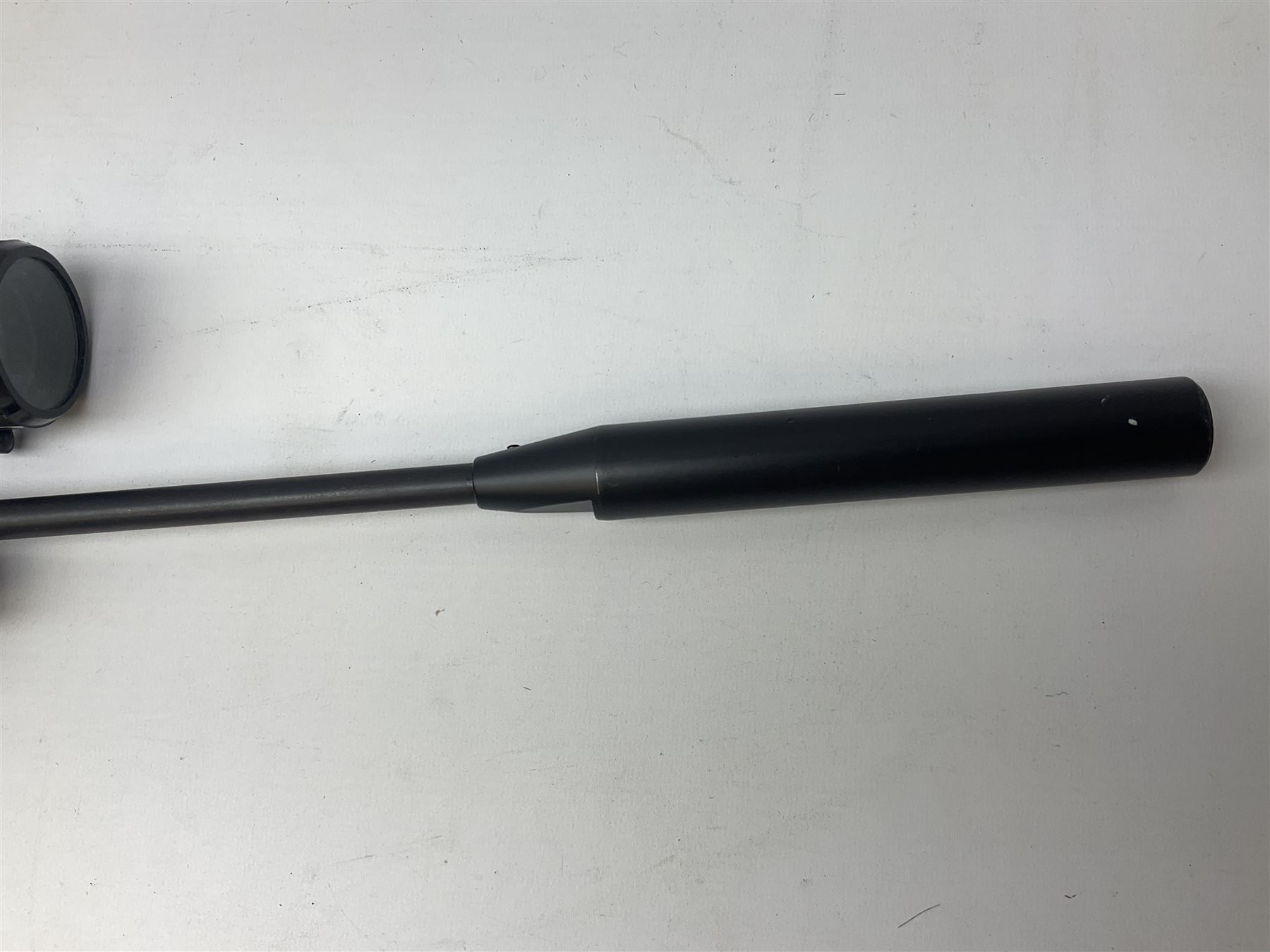 Crosman Air Guns Model 2250B .22 CO2 air rifle, with sound moderator, VLife 3-9 x 40 telescopic sight and Model 1399 Custom skeleton stock, serial no.700B25270, L91cm; with quantity of CO2 gas canisters, 