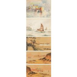Austin Smith (British fl.1913-1928): Sailboats off Scarborough, pair of watercolours signe...