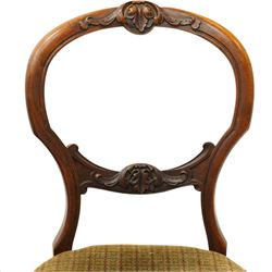 Victorian mahogany drop-leaf tea table, with set four Victorian balloon back dining chairs (Chairs H 86cm, D 43cm, W 45cm)