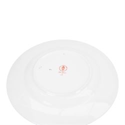 Pair of Crown Derby Imari pattern 1128 plates and matching trinket dish, plates D27cm