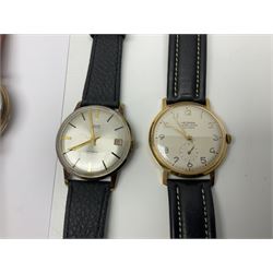 Ten manual wind wristwatches including Yeoman, Pinnacle, Avia, Walker & Hall, Argonaut, Roberts & Owen, Exactus, Uno, Amida and Elco
