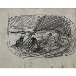 Joseph Richard Bagshawe (Staithes Group 1870-1909): Fishermen in a Sailing Coble, unsigned pencil with sketch verso 17cm x 21cm
Provenance: acquired direct from the trustees of the Bagshawe Estate when the final part of the artist's studio collection was dispersed in Whitby in the 1990s, never previously been on the open market 

