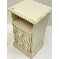 Pair cream painted bedsides, each fitted with two drawers