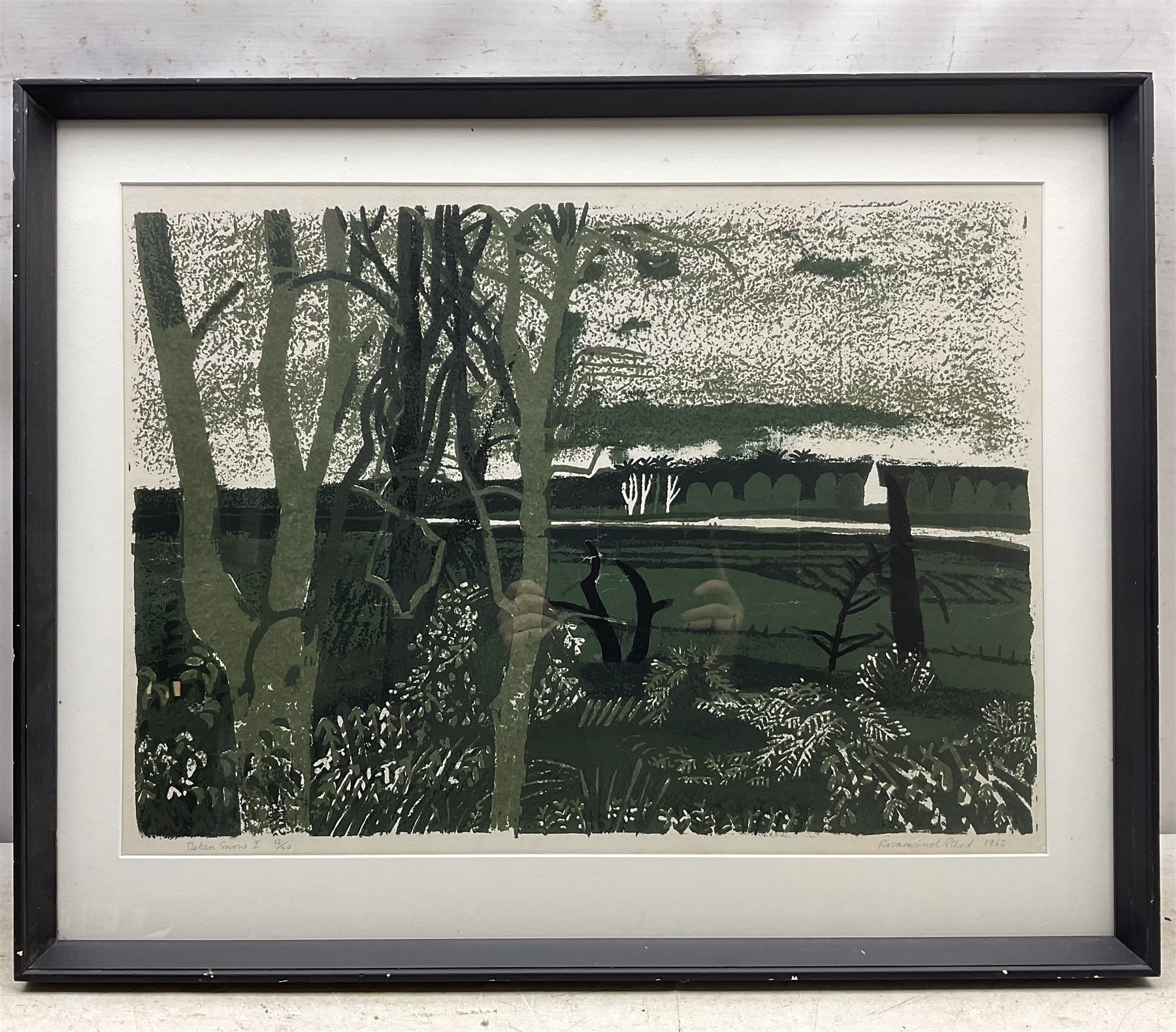 Rosamund Steed (British 1937-2021): 'Deben Snow I', screenprint signed, titled, dated 1962 and numbered 12/20 in pencil,  46cm x 63cm 