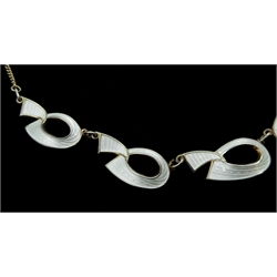 Norwegian silver and white enamel necklace by Ivar T Holth, stamped 