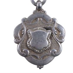 Two early 20th century silver watch chains, links hallmarked