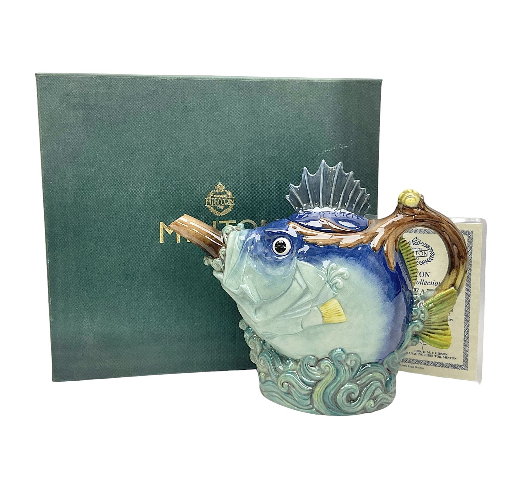 Minton Archive collection fish teapot, limited edition 118/2500, with certificate and original box 