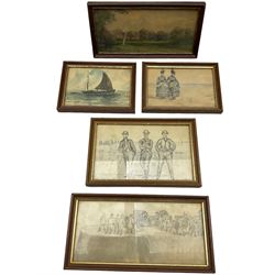 Attrib. Sarah Adelaide Hudson (neé Brereton) (British 19th Century): Scenes from Victorian Yorkshire, collection of watercolours and artists notebooks dating from c1870, including scenes from Longcroft Hall near Beverley - The Family Home (boxed) (approx. 24) 
Notes: Sarah was the sister of artist Caroline Brereton (British 1827-1882).