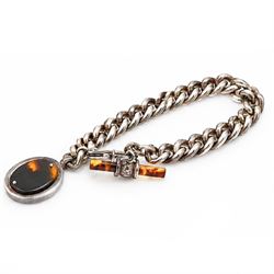 Ralph Lauren silver-plated curb link chain bracelet, with simulated tortoiseshell T bar and charm
