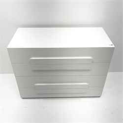  Gloss white chest, four drawers, plinth base, W100cm, H76cm, D48cm  