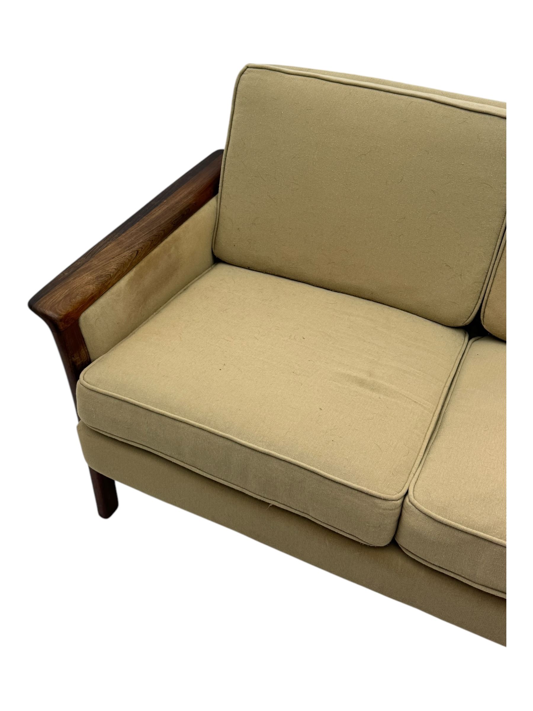 Mid-20th century hardwood framed three-seat sofa 