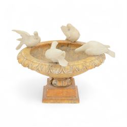 20th century alabaster bird bath, shallow bowl form with egg and dart moulded rim, mounted...