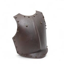 Early 19th century British cavalry cuirass with crows foot mark, the breast plate with ribbed centre H41cm