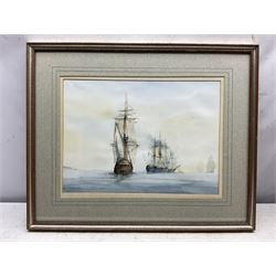 David C Bell (British 1950-): 'Becalmed' 'Into Battle' and 'Unexpected Encounter', set three watercolours signed and dated 1976, each titled and numbered 1-3 verso, max 30cm x 41cm (3)