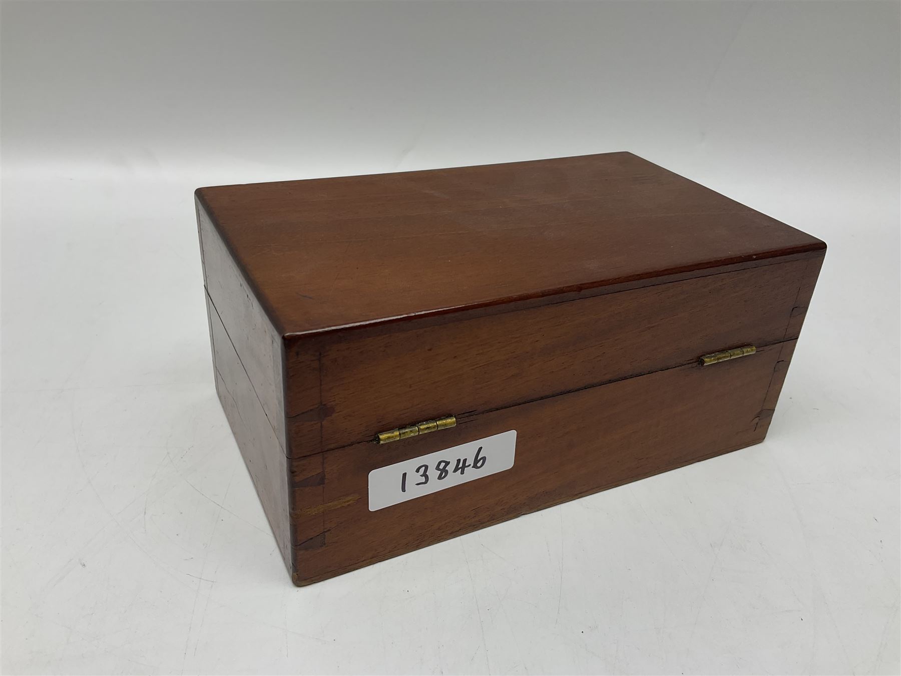 Ashton & Parsons Homeopathic pharmacy box, the fitted interior with thirty glass bottles with cork stoppers and labels to the glass, H10cm, L21cm