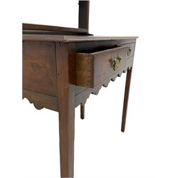 Georgian oak lowboy side table, fitted with two drawers, with plate rack