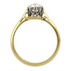 Early 20th century single gold stone old cut diamond ring, stamped 18ct Plat, diamond approx 0.65 carat