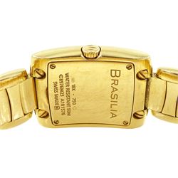 Ebel Brasilia ladies 18ct gold quartz wristwatch, Cal. 967, mother of pearl dial with diamond dot hour markers, on integral 18ct gold bracelet, with fold-over clasp, stamped 750 with Bernard dog hallmark