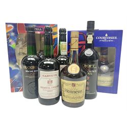 Mixed alcohol, including  Martell cognac in presentation pack, Harveys Bristol cream sherry, Cockburn's special reserve port, etc, various contents and proof (7)
