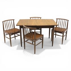 Ensign - Mid-20th century elm extending dining table, with fold out leaf, bow ends and sid...
