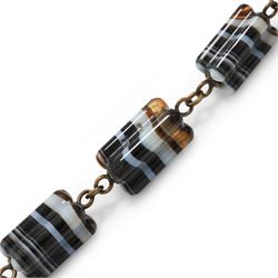 19th / early 20th century banded agate whistle, on an again chain