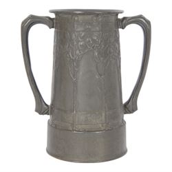 David Veasey for Liberty & Co pewter twin handled loving cup, decorated with honesty tree ...