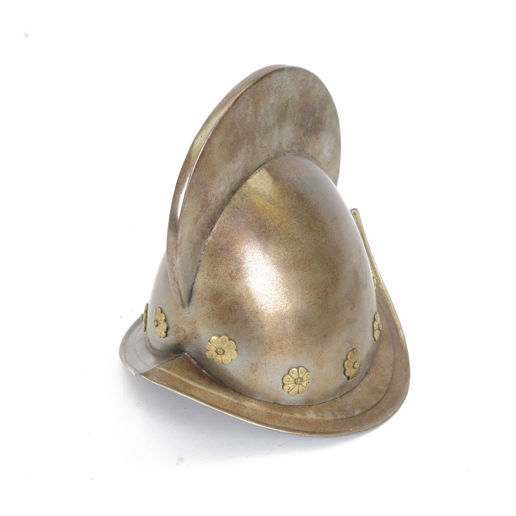 Reproduction 16th Century Spanish Conquistador Morion helmet, with brass flowers, H30cm