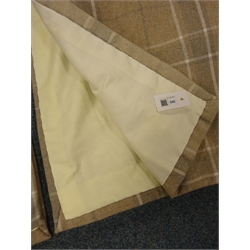  Pair Laura Ashley thermal lined wool curtains, Highland check (natural) pattern, W306cm, D210  