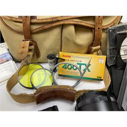 Pentax 67II camera with Asahi SMC Pentax - 6x7 ‘1:4 45mm’ lens, Asahi Takumar / 6x7 ‘1:4.5/75’ lens, Asahi Macro-Takumar / 6x7 ‘1:4/135’ lens, Asahi SMC Pentax - 6x7 ‘1:2.8 165mm’ lens, Asahi Pentax 6x7 rear converter ‘T6-2X’, lens filters and various other accessories, housed in a Billingham carry bag